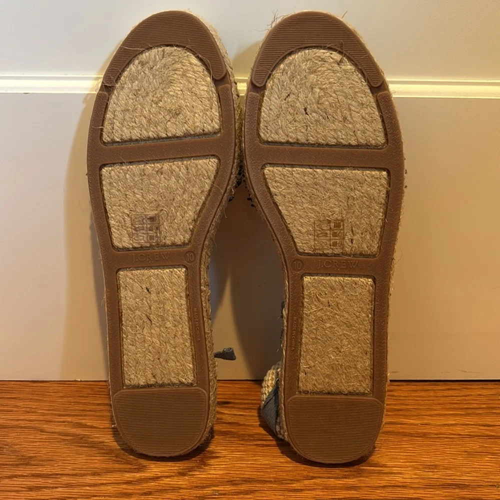 J Crew Factory Striped Lace-Up Espadrille Flats in Chambray